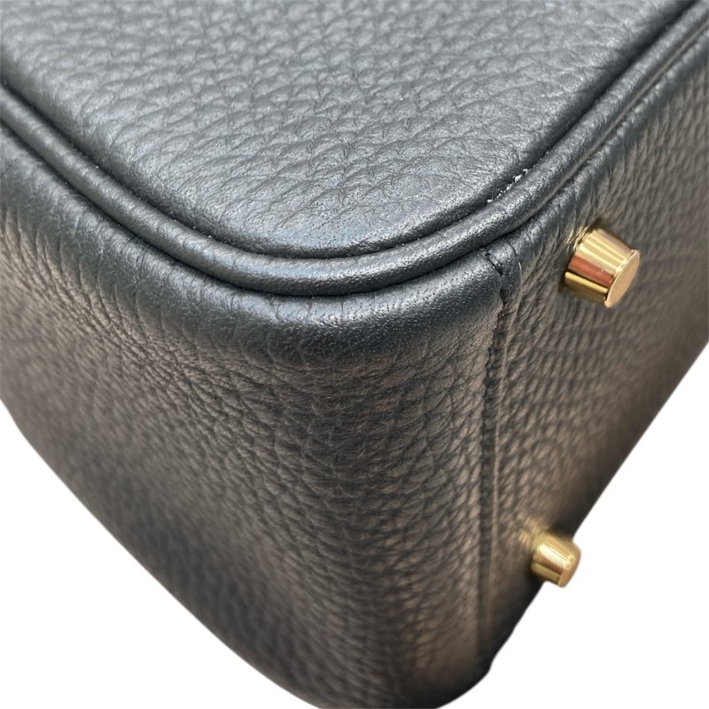 HERMES 愛馬仕 MINI LINDY 肩背包 皮革 黑色 金釦-7
