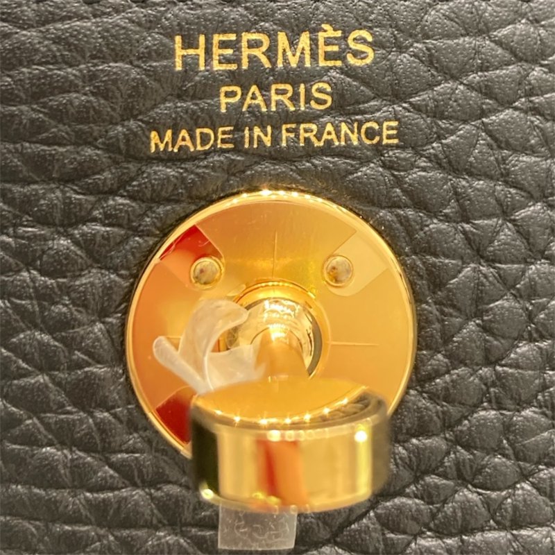 HERMES 愛馬仕 MINI LINDY 肩背包 皮革 黑色 金釦-9