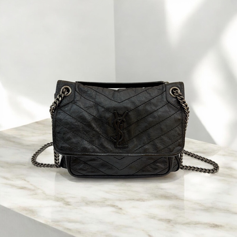 莉亞精品♡ Ysl 黑色流浪鏈條包 #二手-0