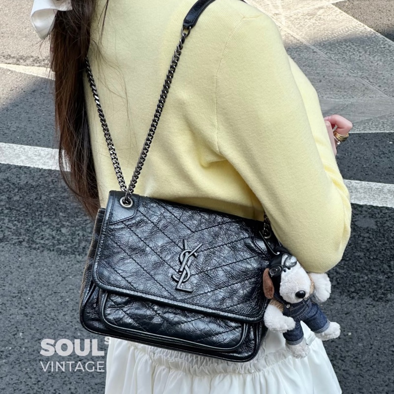 莉亞精品♡ Ysl 黑色流浪鏈條包 #二手-1