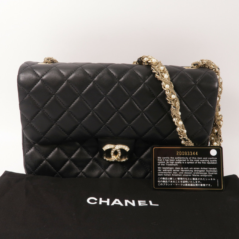 CHANEL 羊皮皮革Chain Shoulder鏈帶肩背袋-10