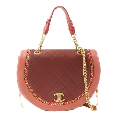 CHANEL 牛皮皮革Chain Shoulder鏈帶手挽肩背兩用袋