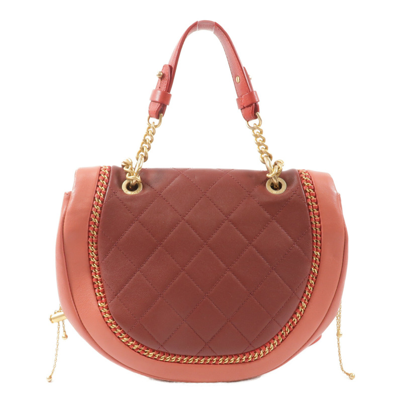 CHANEL 牛皮皮革Chain Shoulder鏈帶手挽肩背兩用袋-1
