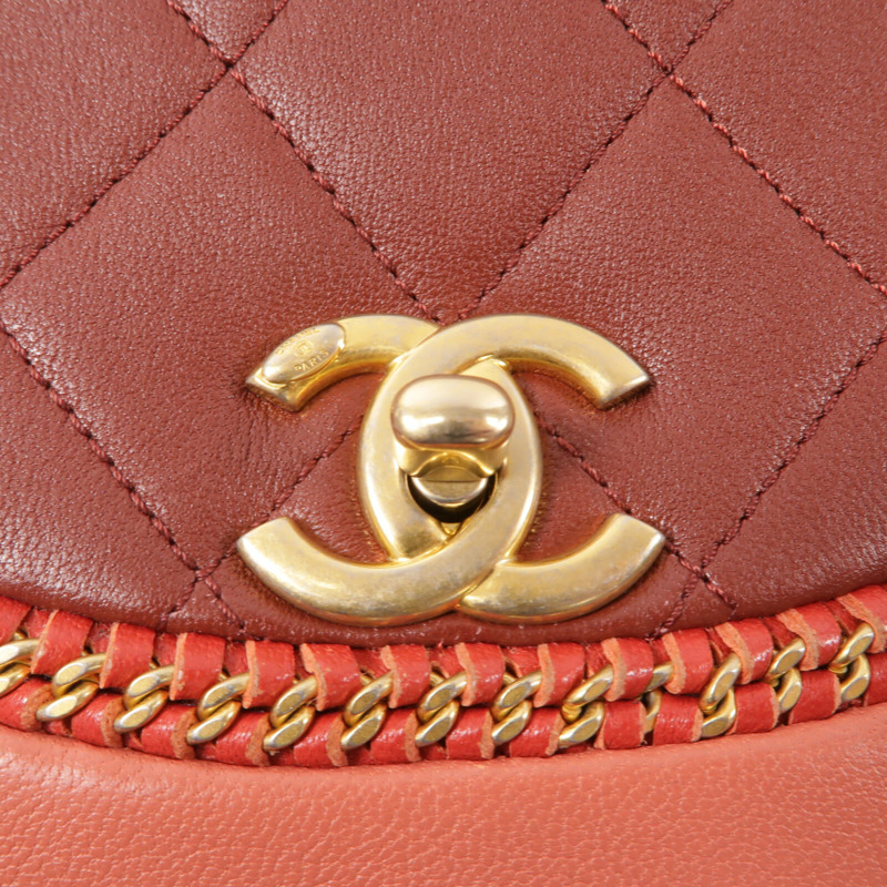 CHANEL 牛皮皮革Chain Shoulder鏈帶手挽肩背兩用袋-5