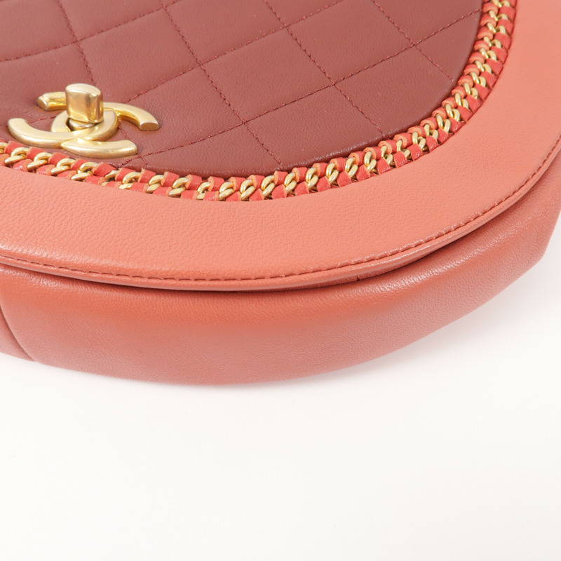 CHANEL 牛皮皮革Chain Shoulder鏈帶手挽肩背兩用袋-14