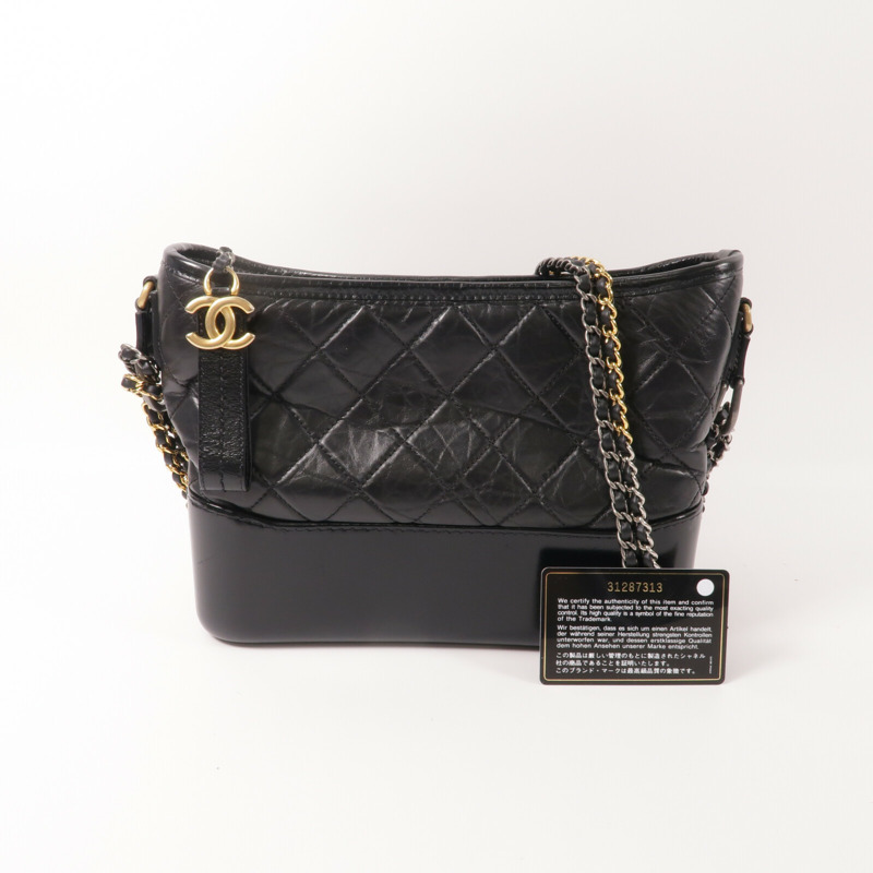 CHANEL 牛皮皮革Gabrielle Medium鏈帶肩背袋-10