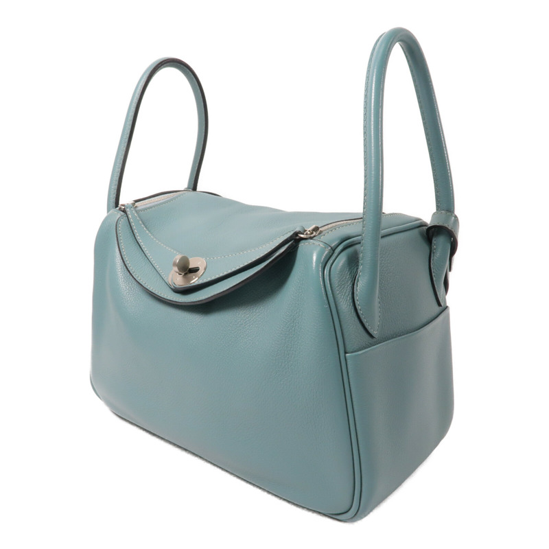 HERMES Evercolor皮革Lindy 26手挽肩背兩用袋Bleu Saint Cyr-2