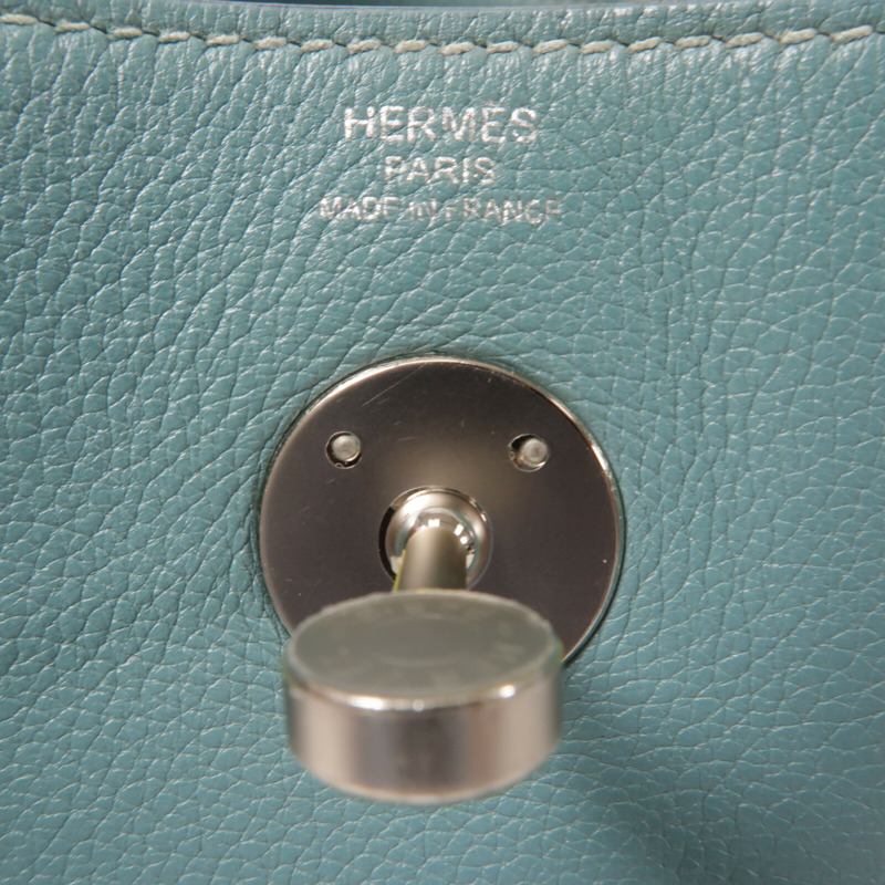 HERMES Evercolor皮革Lindy 26手挽肩背兩用袋Bleu Saint Cyr-5