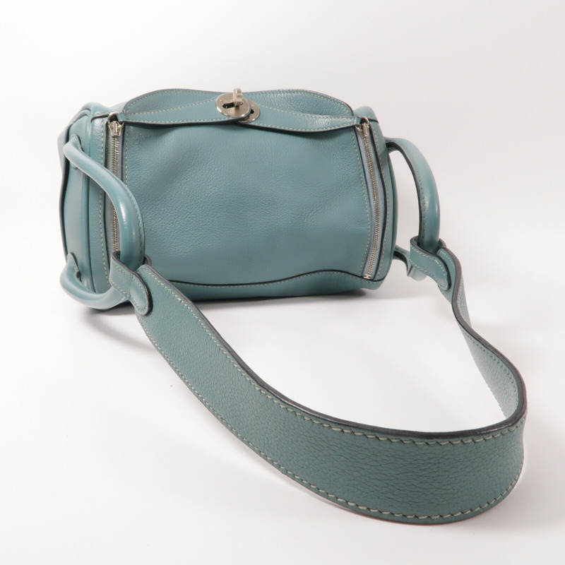 HERMES Evercolor皮革Lindy 26手挽肩背兩用袋Bleu Saint Cyr-8