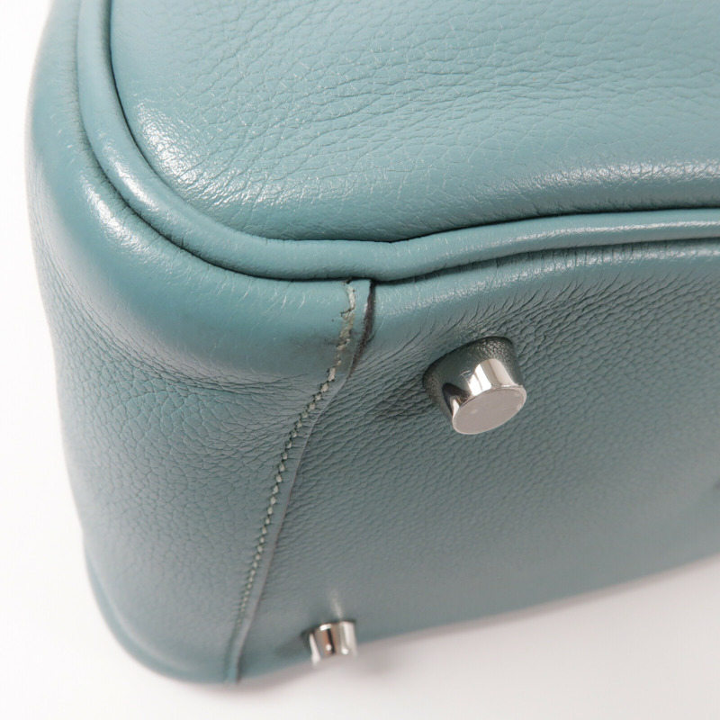 HERMES Evercolor皮革Lindy 26手挽肩背兩用袋Bleu Saint Cyr-9