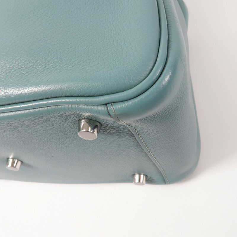 HERMES Evercolor皮革Lindy 26手挽肩背兩用袋Bleu Saint Cyr-10