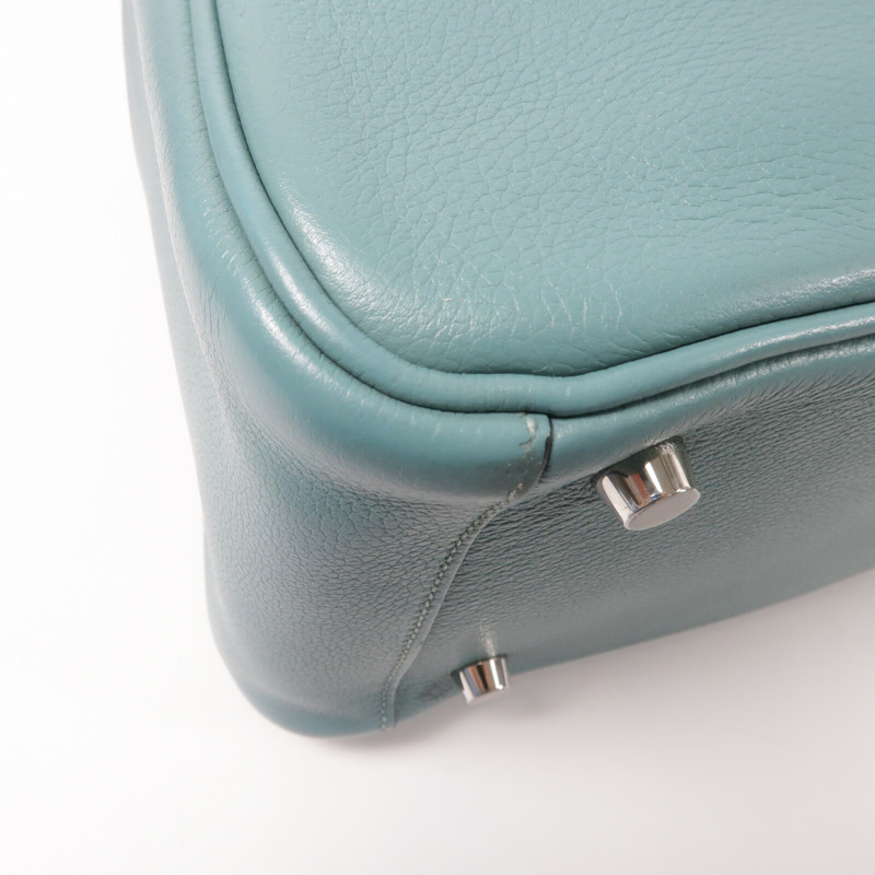 HERMES Evercolor皮革Lindy 26手挽肩背兩用袋Bleu Saint Cyr-11