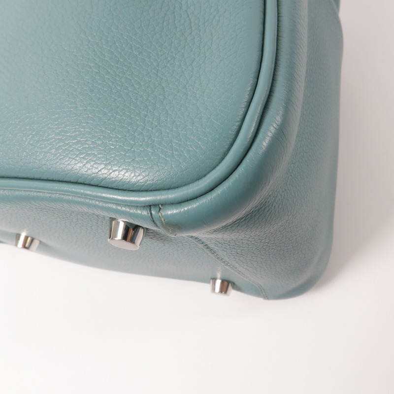 HERMES Evercolor皮革Lindy 26手挽肩背兩用袋Bleu Saint Cyr-12