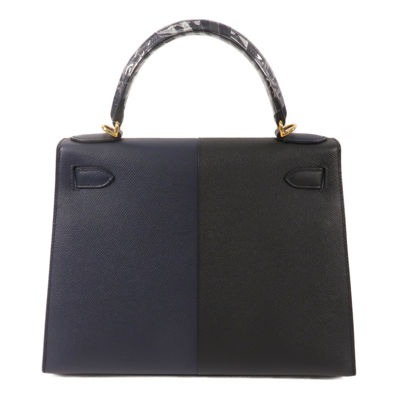 HERMES Epsom皮革Kelly 28手挽肩背兩用袋Blue Indigo-1