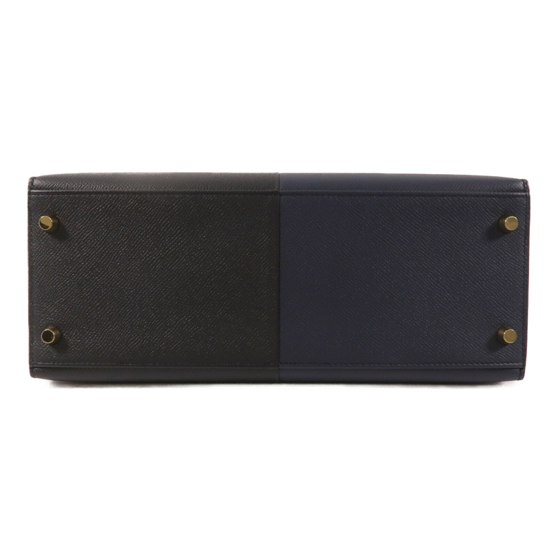HERMES Epsom皮革Kelly 28手挽肩背兩用袋Blue Indigo-3