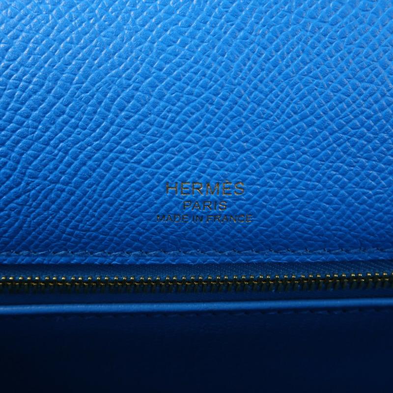HERMES Epsom皮革Kelly 28手挽肩背兩用袋Blue Indigo-5