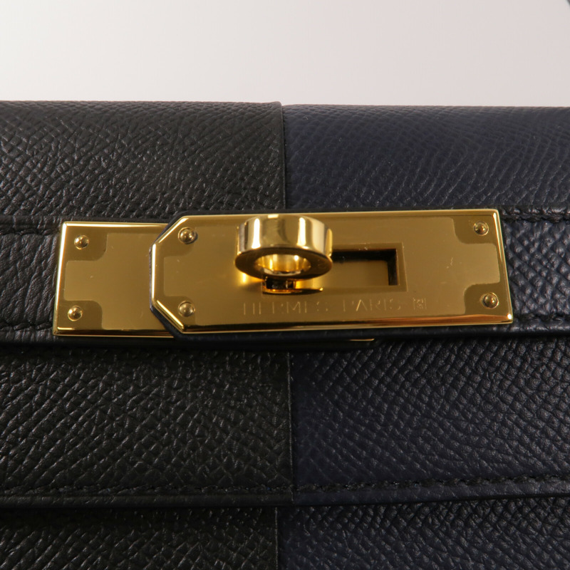HERMES Epsom皮革Kelly 28手挽肩背兩用袋Blue Indigo-6
