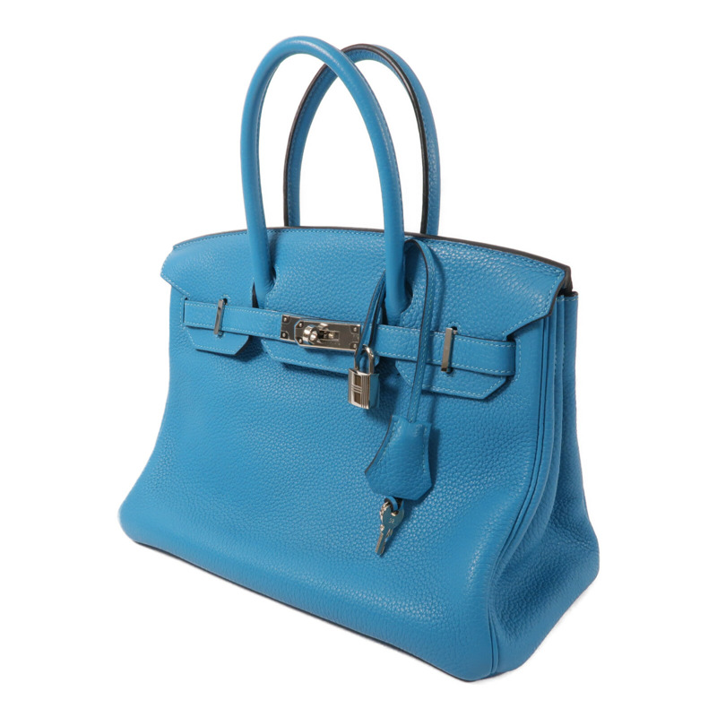HERMES Clemence皮革Birkin 30手挽袋Turquoise-2