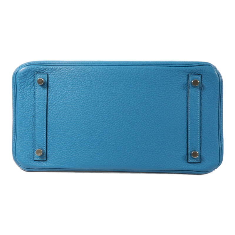 HERMES Clemence皮革Birkin 30手挽袋Turquoise-3