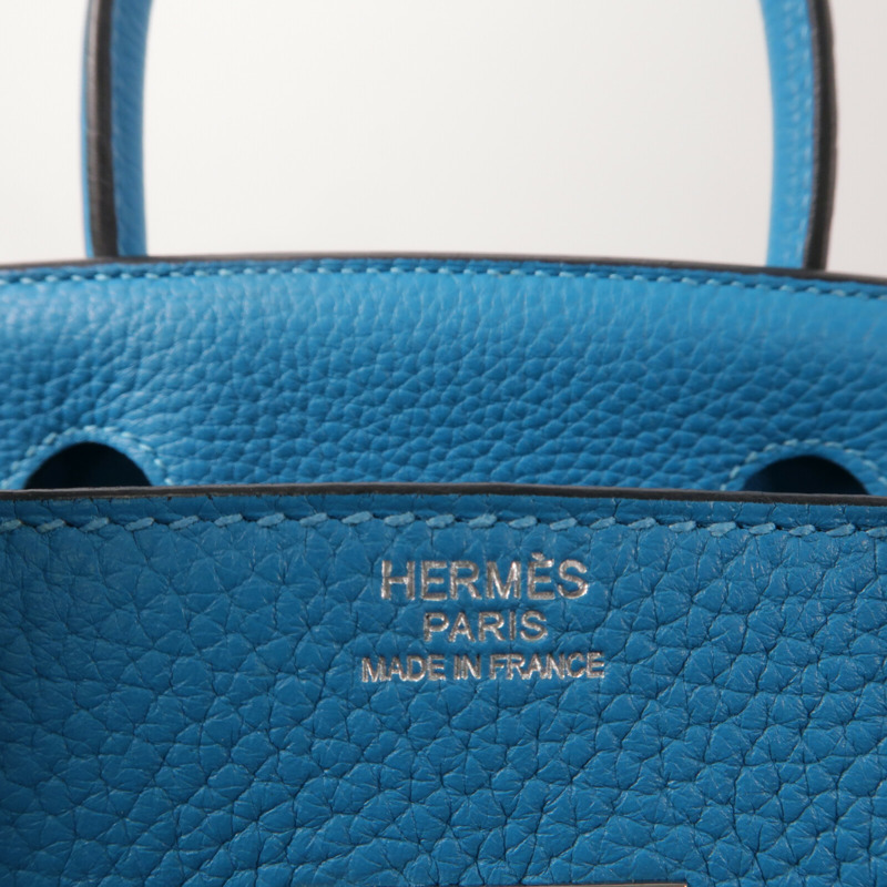 HERMES Clemence皮革Birkin 30手挽袋Turquoise-5