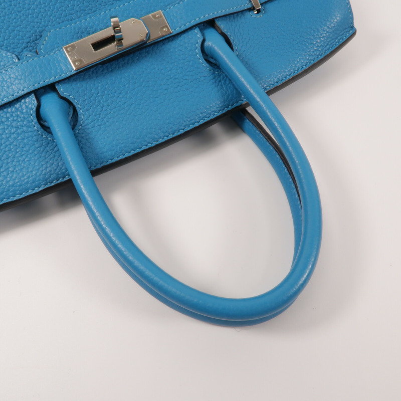 HERMES Clemence皮革Birkin 30手挽袋Turquoise-9