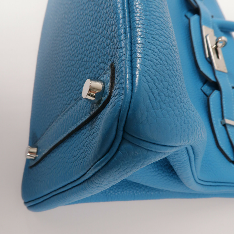 HERMES Clemence皮革Birkin 30手挽袋Turquoise-11