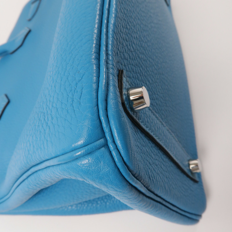 HERMES Clemence皮革Birkin 30手挽袋Turquoise-12