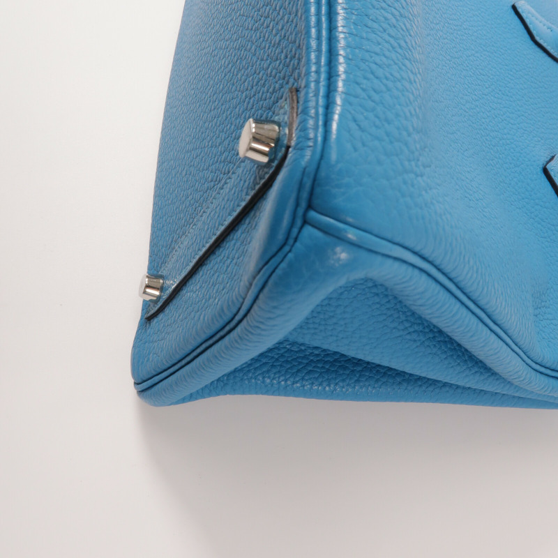 HERMES Clemence皮革Birkin 30手挽袋Turquoise-13