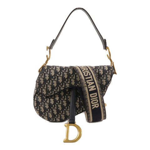 Dior Obriqur帆布Saddle Medium手挽肩背兩用袋