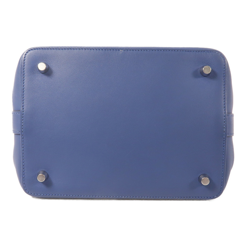 HERMES Swift皮革Toolbox 20手挽肩背兩用袋Bleu Agate-3