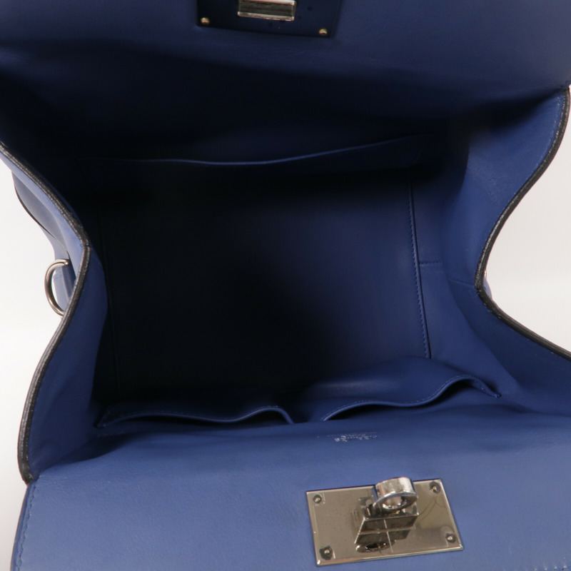 HERMES Swift皮革Toolbox 20手挽肩背兩用袋Bleu Agate-4