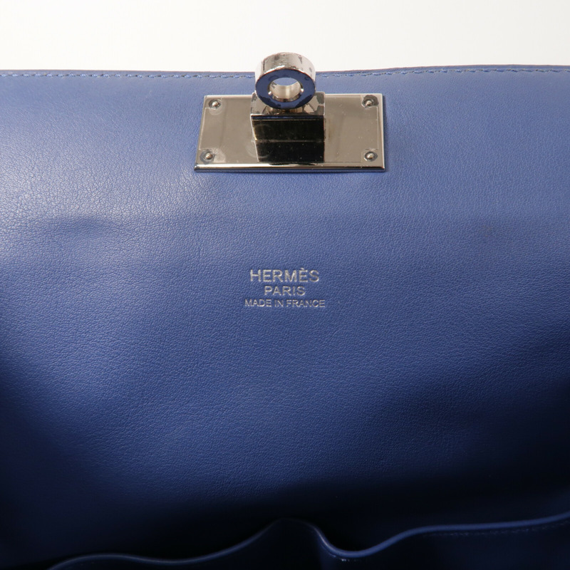 HERMES Swift皮革Toolbox 20手挽肩背兩用袋Bleu Agate-6