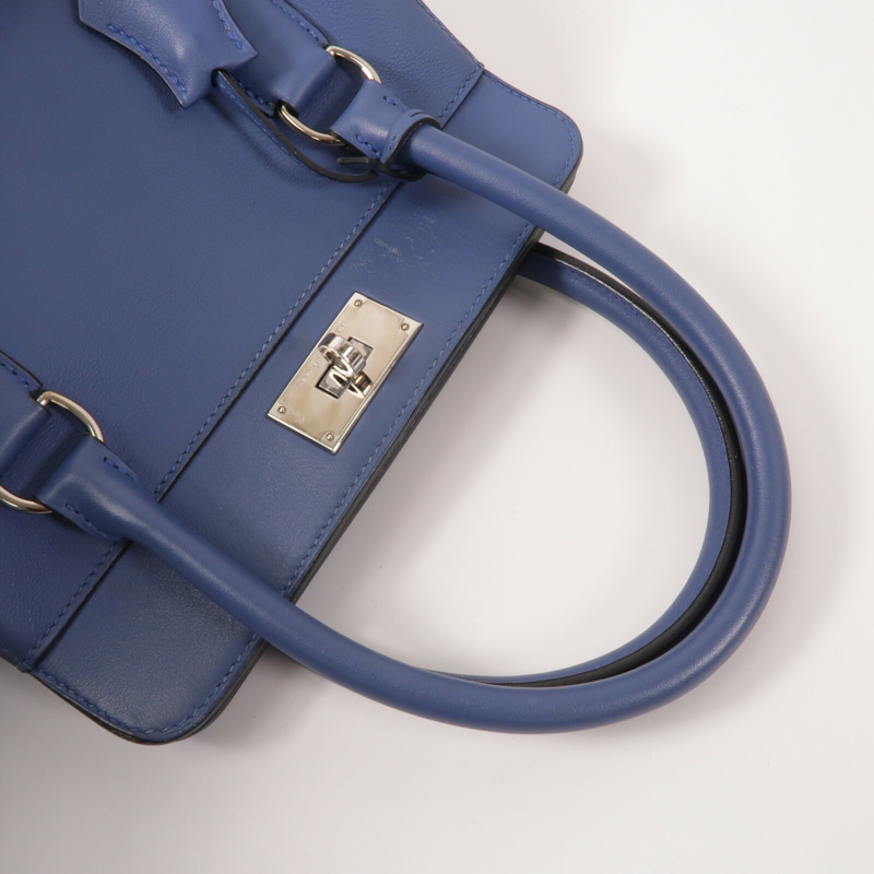 HERMES Swift皮革Toolbox 20手挽肩背兩用袋Bleu Agate-9