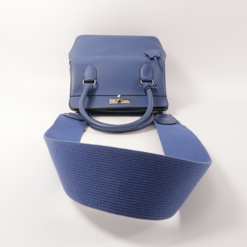 HERMES Swift皮革Toolbox 20手挽肩背兩用袋Bleu Agate-11