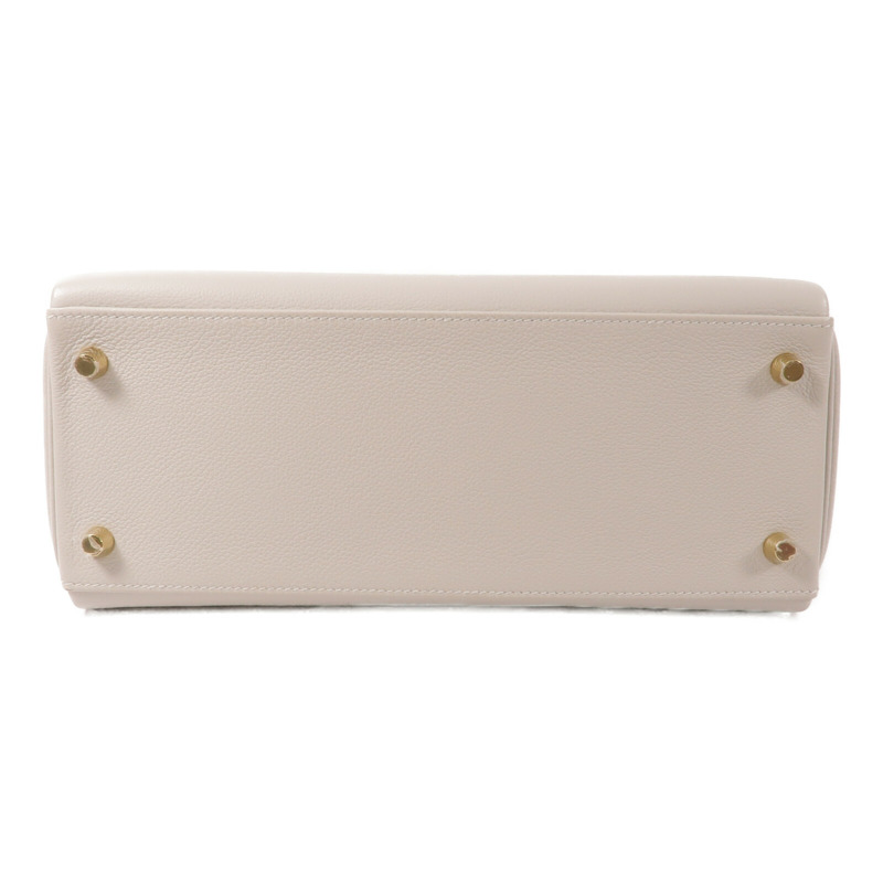 HERMES Evercolor皮革Kelly 28手挽肩背兩用袋Gris Pale-3