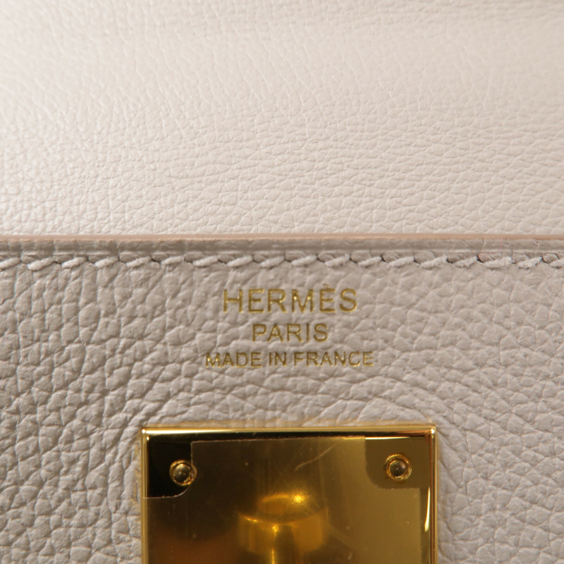 HERMES Evercolor皮革Kelly 28手挽肩背兩用袋Gris Pale-5