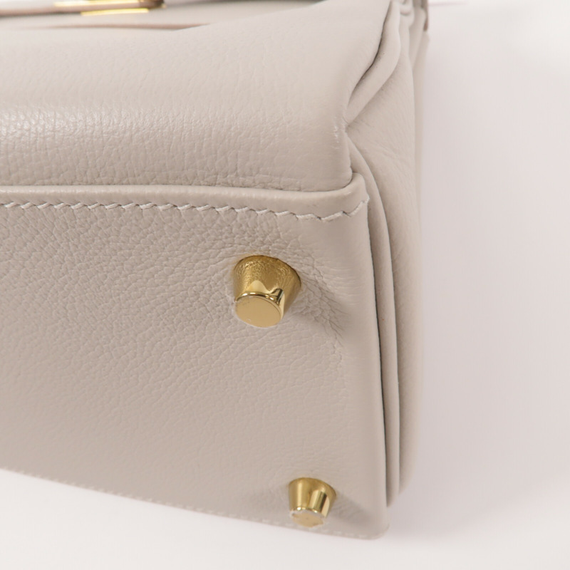 HERMES Evercolor皮革Kelly 28手挽肩背兩用袋Gris Pale-13
