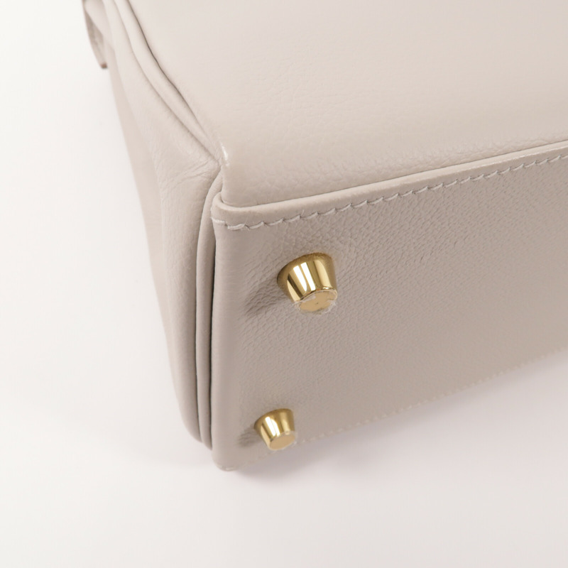 HERMES Evercolor皮革Kelly 28手挽肩背兩用袋Gris Pale-14