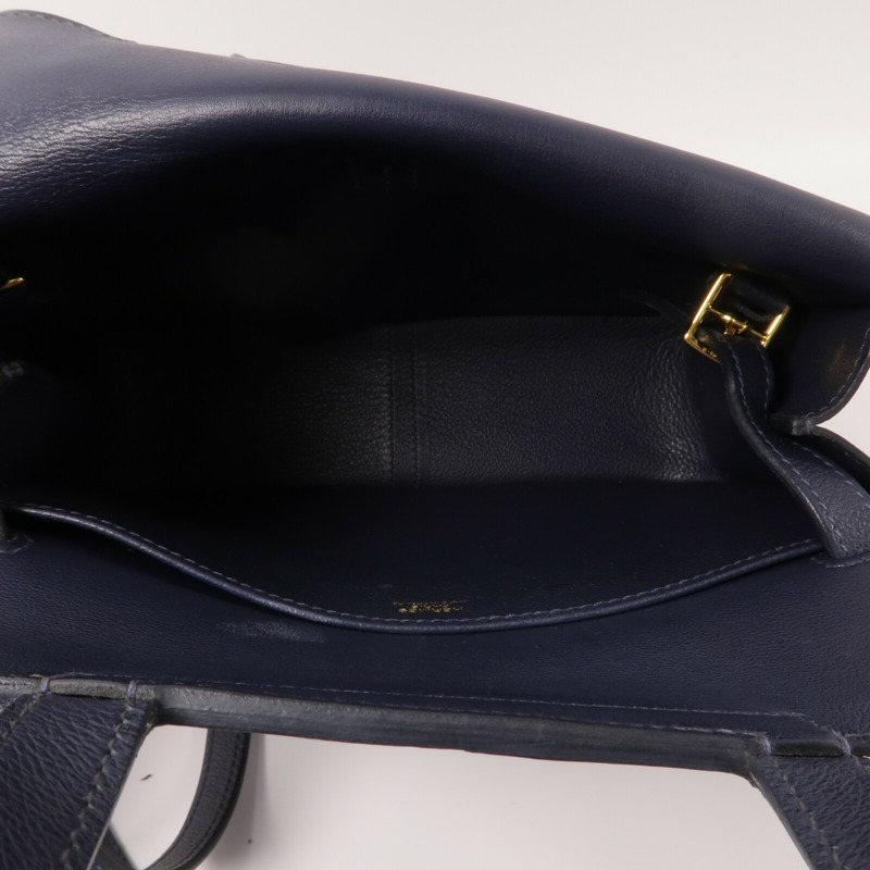 HERMES Evercolor皮革Halzan 25手挽肩背兩用袋Bleu Nuit-4