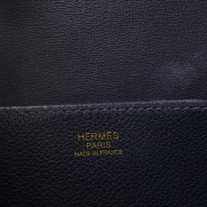 HERMES Evercolor皮革Halzan 25手挽肩背兩用袋Bleu Nuit-5