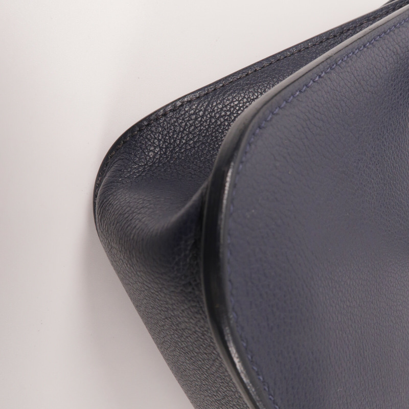 HERMES Evercolor皮革Halzan 25手挽肩背兩用袋Bleu Nuit-12