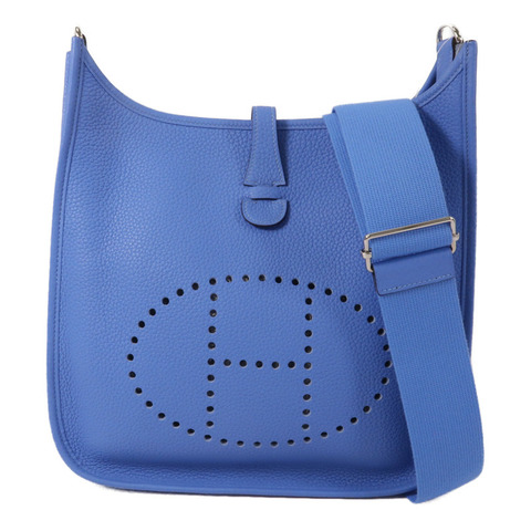 HERMES Clemence皮革Evelyne PM肩背袋Bleu Paradis