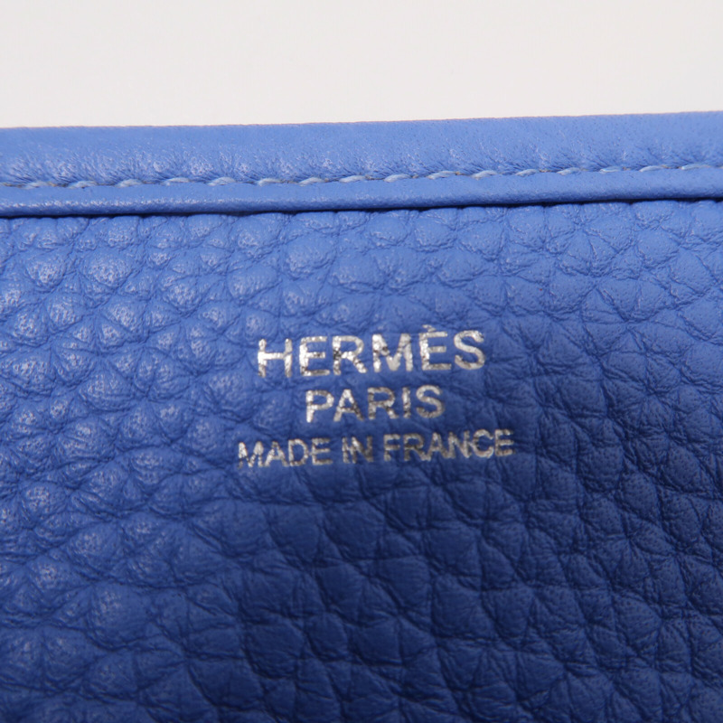 HERMES Clemence皮革Evelyne PM肩背袋Bleu Paradis-5