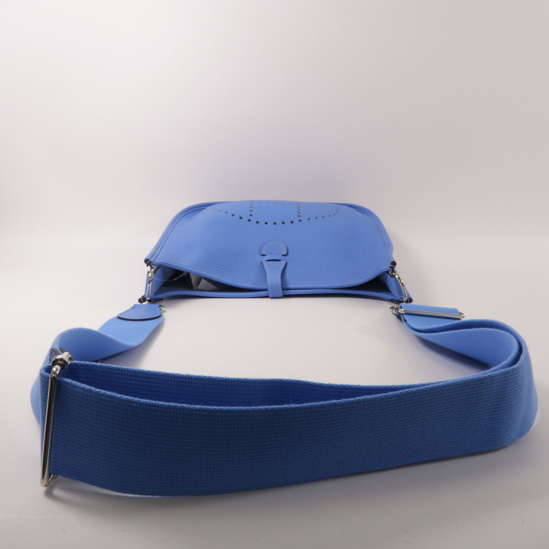 HERMES Clemence皮革Evelyne PM肩背袋Bleu Paradis-9