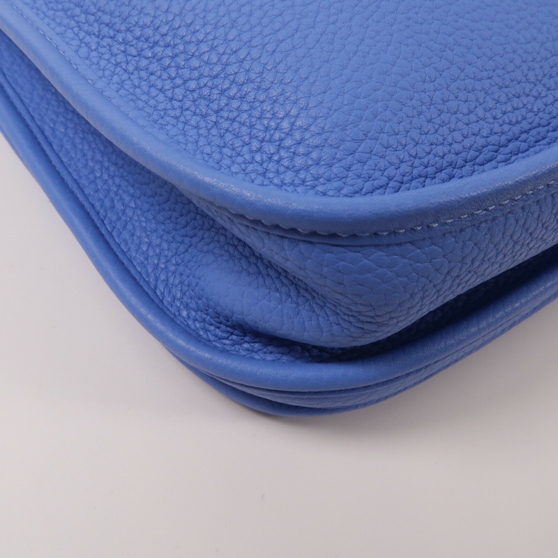 HERMES Clemence皮革Evelyne PM肩背袋Bleu Paradis-11
