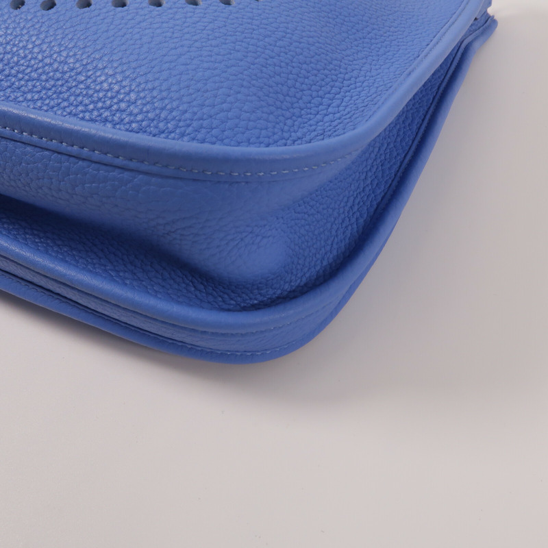 HERMES Clemence皮革Evelyne PM肩背袋Bleu Paradis-12
