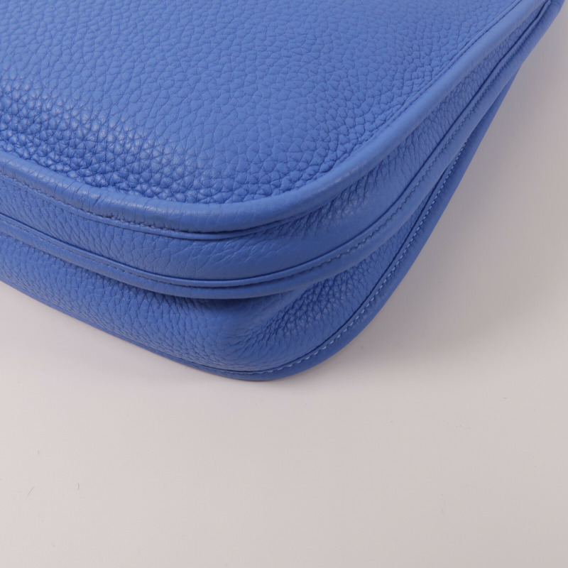 HERMES Clemence皮革Evelyne PM肩背袋Bleu Paradis-14