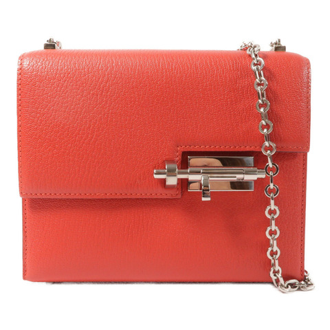 HERMES Chevre皮革Verrou Mini鏈帶肩背袋Bougainvillier