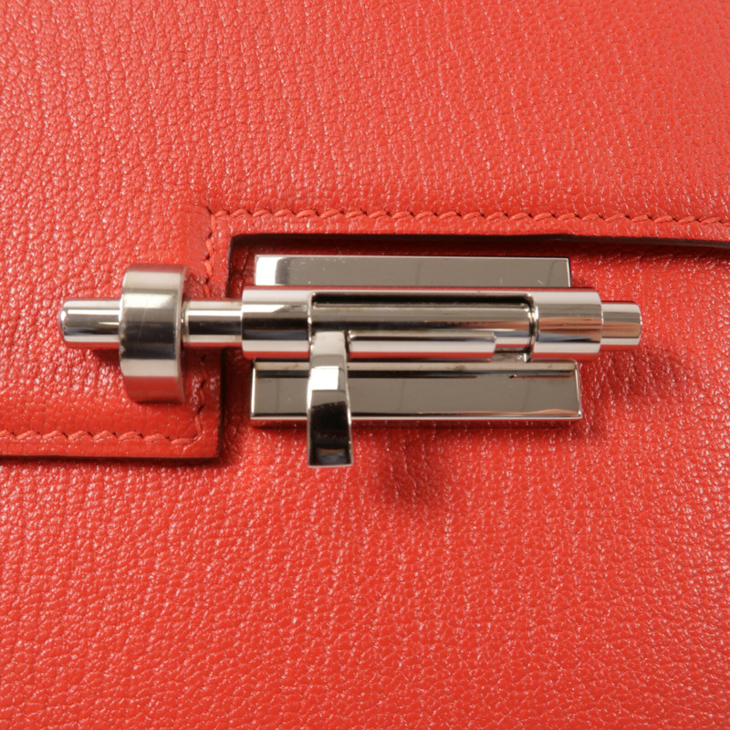 HERMES Chevre皮革Verrou Mini鏈帶肩背袋Bougainvillier-5