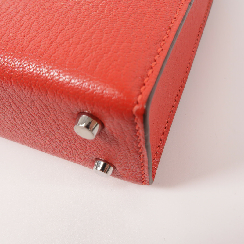 HERMES Chevre皮革Verrou Mini鏈帶肩背袋Bougainvillier-11